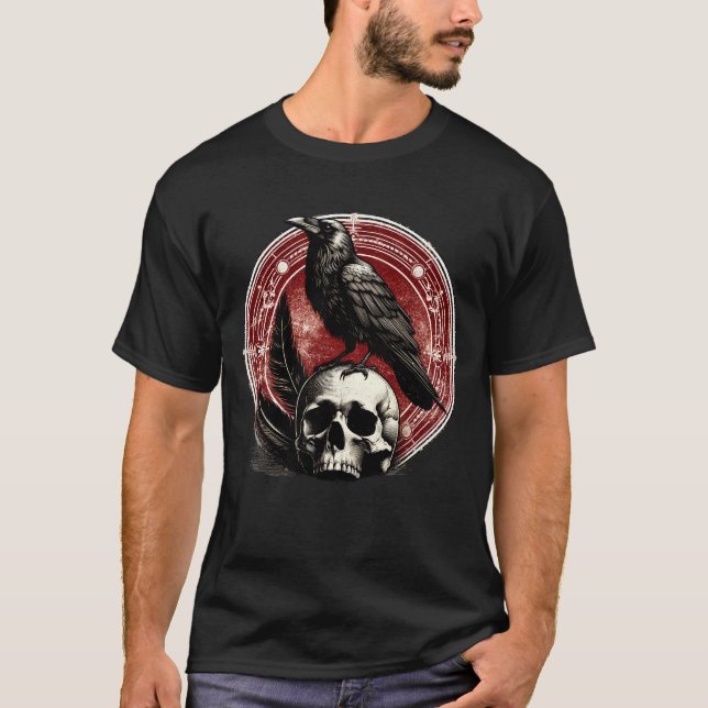 Camiseta Oculto de Testemunha Negra e Crânio de Ravens (Frente)