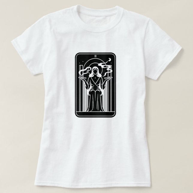 Camiseta Oculto Fumante De Erva Fêmea De Sacerdote Elevado (Frente do Design)