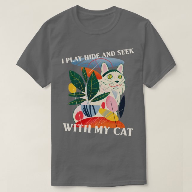 Camiseta Oculto-me e procuro com o meu gato-do-mato (Frente do Design)