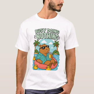Camiseta Ocupado Fazendo Nada | Capivara Engraçada no Pool