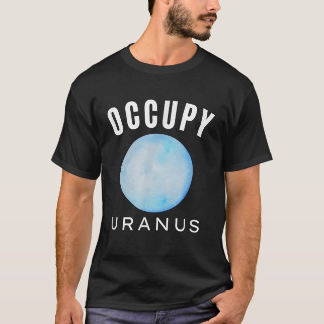 Camiseta Ocupar Espaço Solar do Planeta de Arte Urânica Ura (Frente)