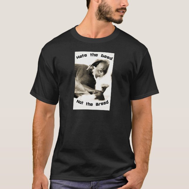 Camiseta odeie o ato não a raça pitbull (Frente)