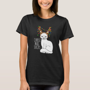 Camiseta Odeie Os Feriados Gato Bravo Rena  Natal Su