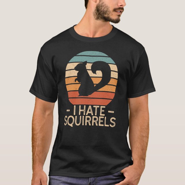 Camiseta Odeio Esquilos - Estilo Retro Engraçado T-Shirt (Frente)