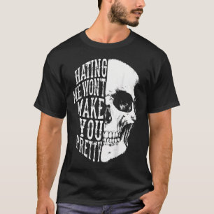 Camiseta Odeio Me Não Vai Te Deixar Bonito Caveira Distress