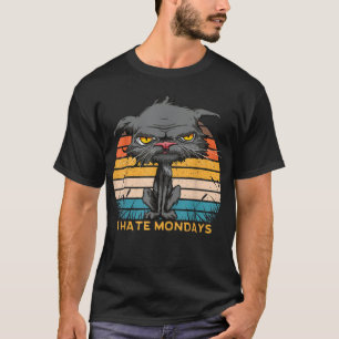 Camiseta Odeio Meses Chateados Olhos Amarelos Gatos Retro V