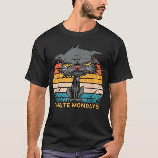 Camiseta Odeio Meses Chateados Olhos Amarelos Gatos Retro V