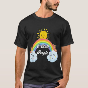 Camiseta Odeio Pessoas Arco-Íris Impresso Arte Gráfica Engr