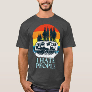 Camiseta Odeio presentes de acampamento de campo de retrô d