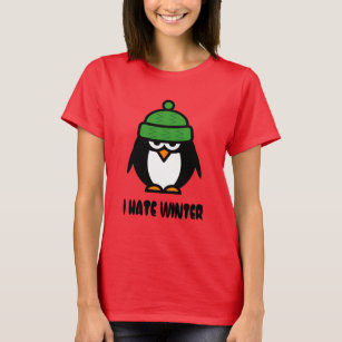 Camiseta Odeio t-shirts de inverno com desenhos animados de