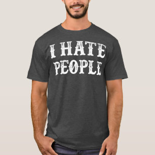Camiseta Odeio Texto Branco Vintage do Introdução Engraçado