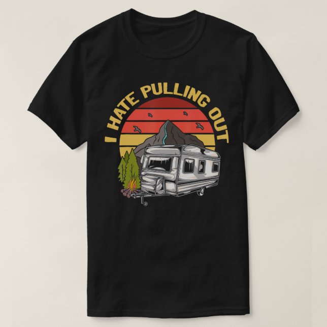 Camiseta Odeio Tirar Engraçado Acampamento Retro Tra (Frente do Design)