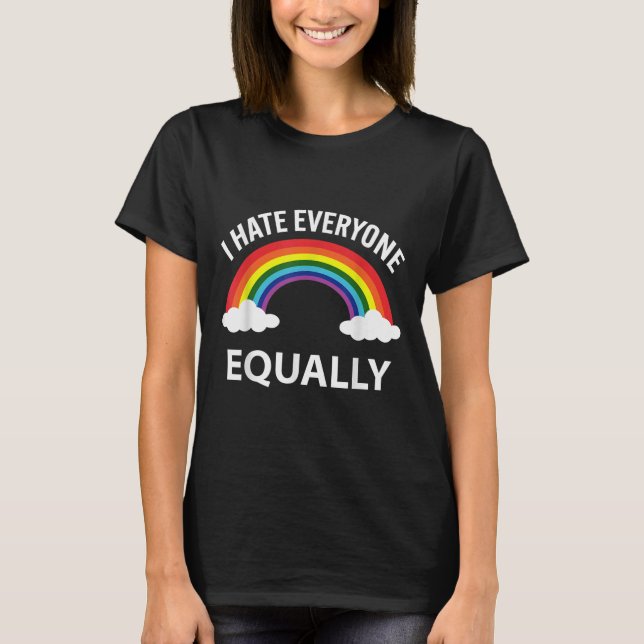 Camiseta Odeio Todos Igualmente Lgbtq Orgulho Mês Bandeira  (Frente)