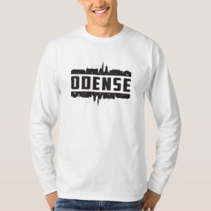 Camiseta Odense Dinamarca City Skyline Cityscape Viagem Gif