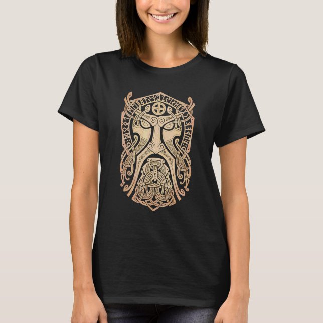 Camiseta Odin Thor Viking Tribal Norse Mask Valknut (Frente)