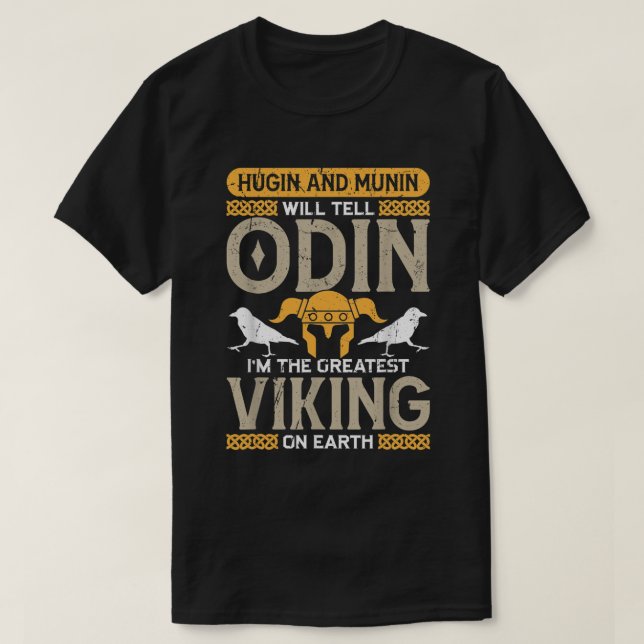 Camiseta Odin Viking Helmet Hugin e Munin Nordic Mythology (Frente do Design)