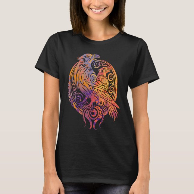 Camiseta Odins Raven Norse Mythology Viking Birds Celtic Kn (Frente)