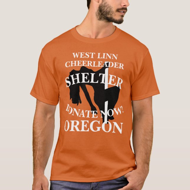 CAMISETA OEST LINN CHEERLEADER SHELTER DONATE AGORA OREGON (Frente)