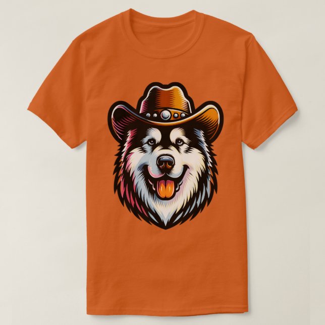 Camiseta Oeste do Alasca Malamute Cowboy TSirt (Frente do Design)