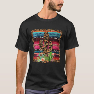 Camiseta Oeste do País Serape Leopardo Cactus Cowgirl Hors