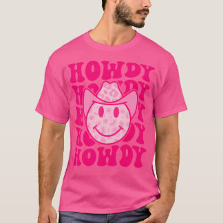 Camiseta Oeste do País Vaca Howdy Leopardo Sorri Rosto Cowg