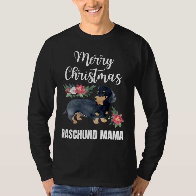 Camiseta Of Merry Christmas Dachshund Mama Happy Christmas  (Frente)