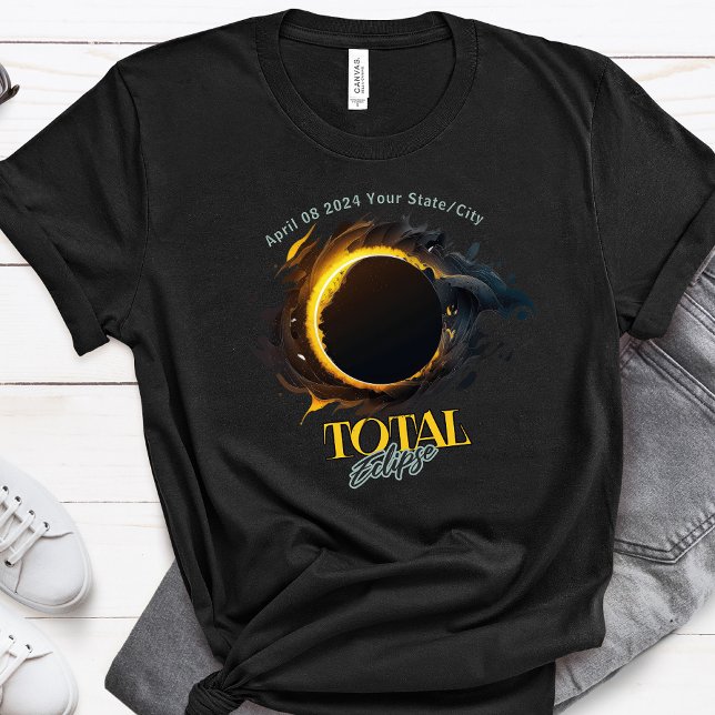 Camiseta Oferta de Eclipse Solar Total 2024 Seu Estado Cida (Criador carregado)