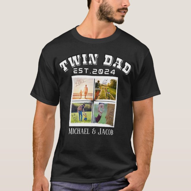 Camiseta Oferta De Fotos E Pai Twin De Texto (Frente)