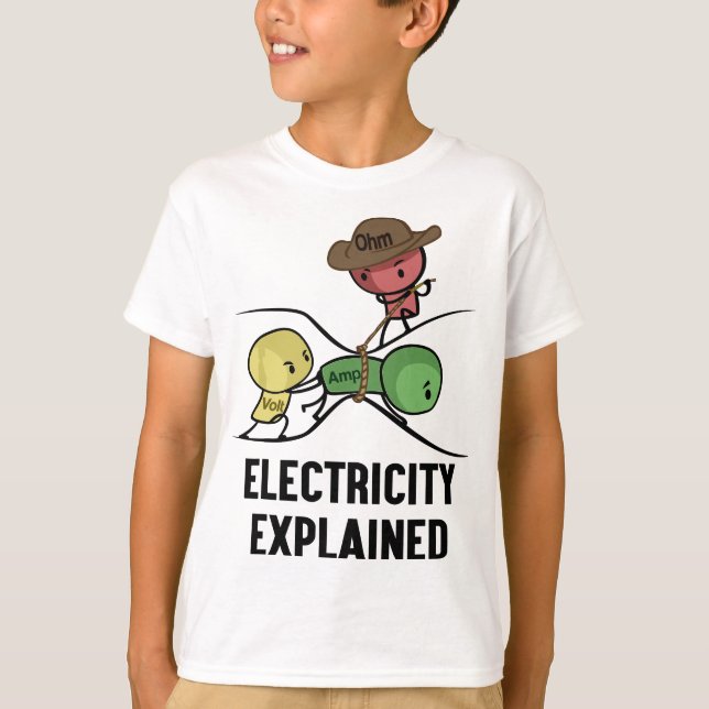Camiseta Oferta de Nerd de Física Explicada para Eletricida (Frente)