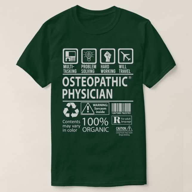 Camiseta Oferta de Trabalho de Multitarefa Médica Osteopáti (Frente do Design)