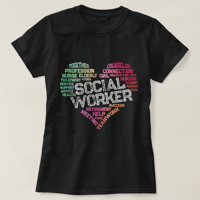 Camiseta Oferta de Trabalho Social de Palavra de Trabalho e (Frente do Design)