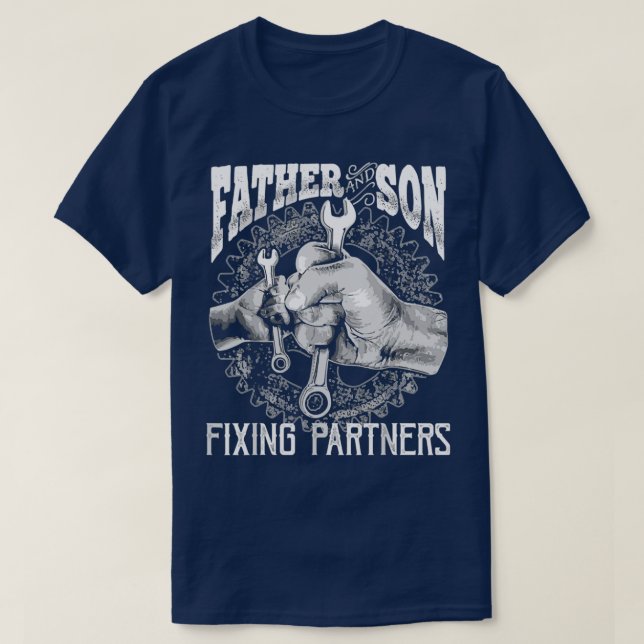 Camiseta Oferta Mecânica de Dias de os pais Padre e Filho (Frente do Design)
