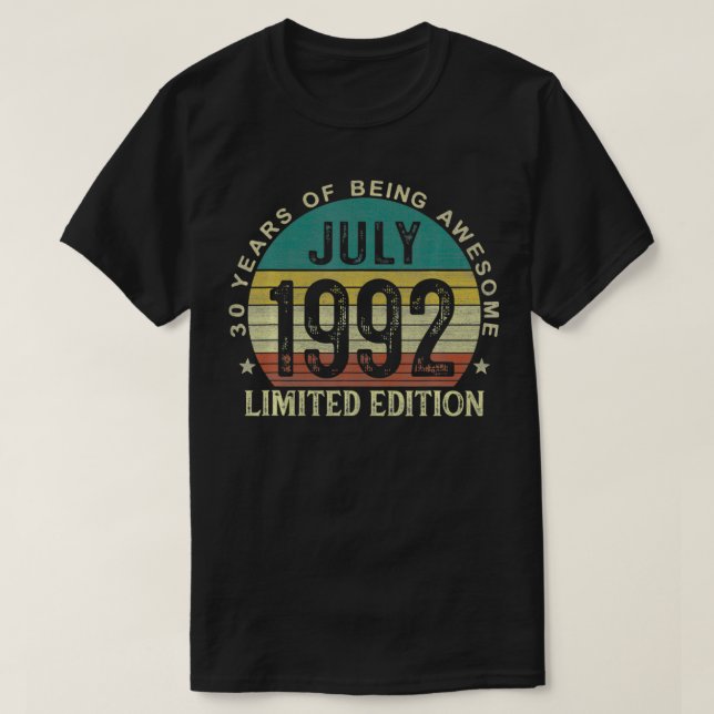 Camiseta Ofertas com 30 anos Julho de 1992 Edição Limitada  (Frente do Design)