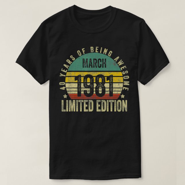 Camiseta Ofertas de 40 anos Março de 1981 Edição Limitada 4 (Frente do Design)