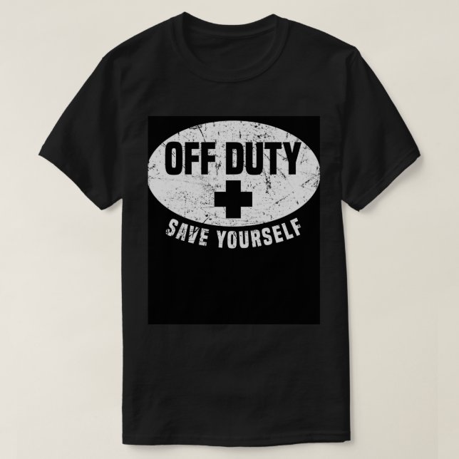 Camiseta off duty lifeguard funny 1 (Frente do Design)