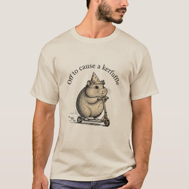Camiseta Off To Cause A Kerfuffle Funny Groundhog Scooter (Frente)