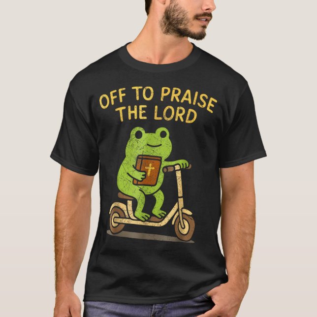 Camiseta Off To Praise The Lord Frog Christian  (Frente)