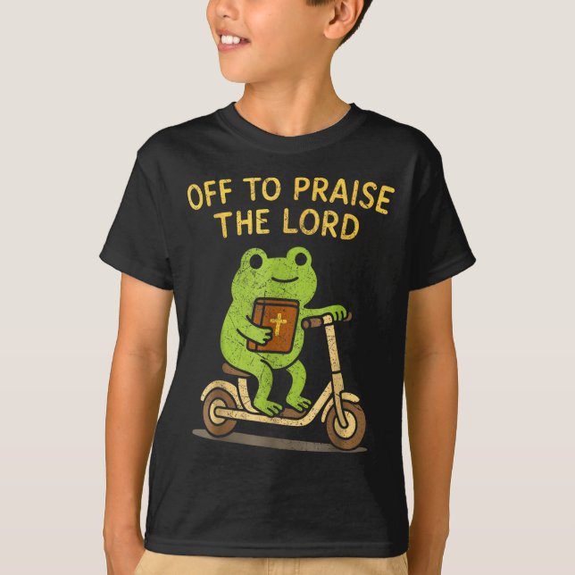 Camiseta Off To Praise The Lord Frog Christian  (Frente)