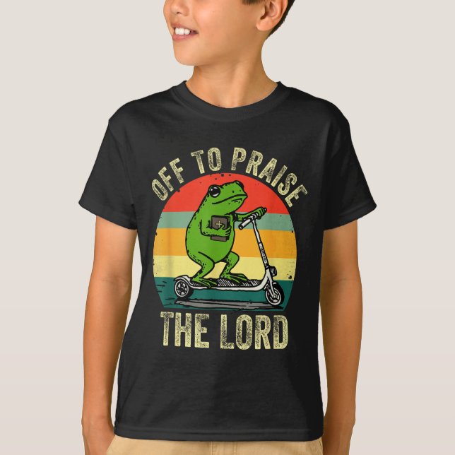 Camiseta Off To Praise The Lord Funny Frog Bible Study Jesu (Frente)