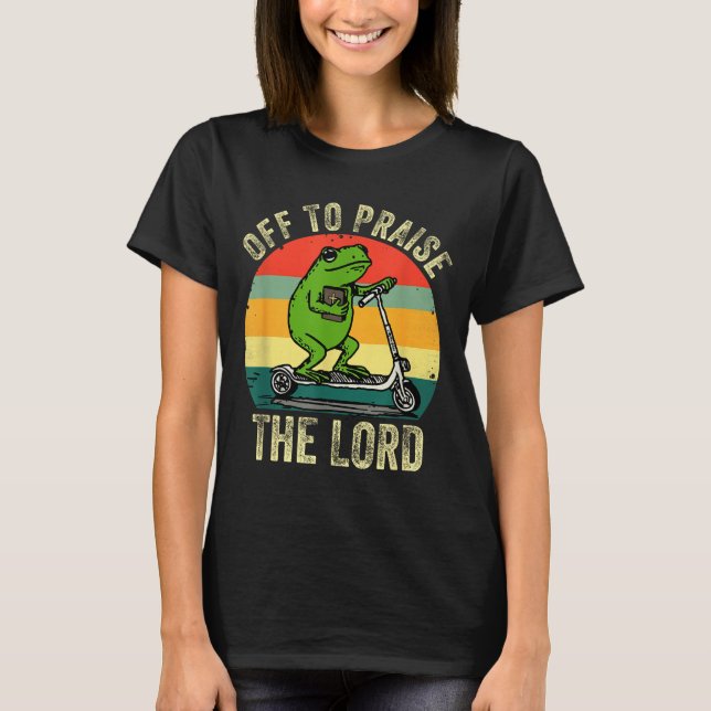 Camiseta Off To Praise The Lord Funny Frog Bible Study Jesu (Frente)