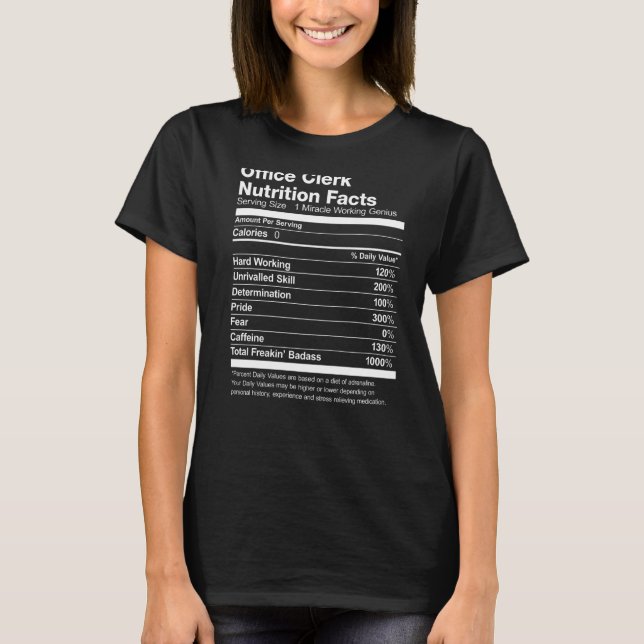 Camiseta Office Clerk Nutrition Fata Engraçado (Frente)
