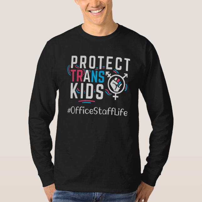 Camiseta Office Funcionarios Protect Trans Kids Transgender (Frente)