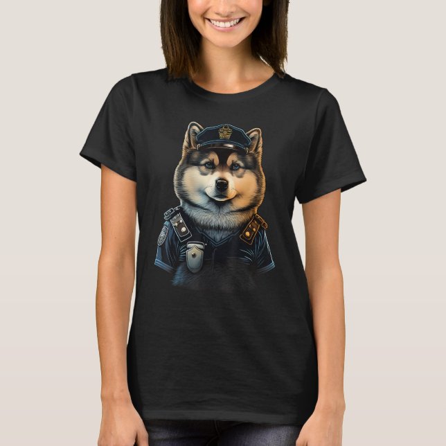 Camiseta Officer Alaskan Malamute Cop dog on Police Alaskan (Frente)