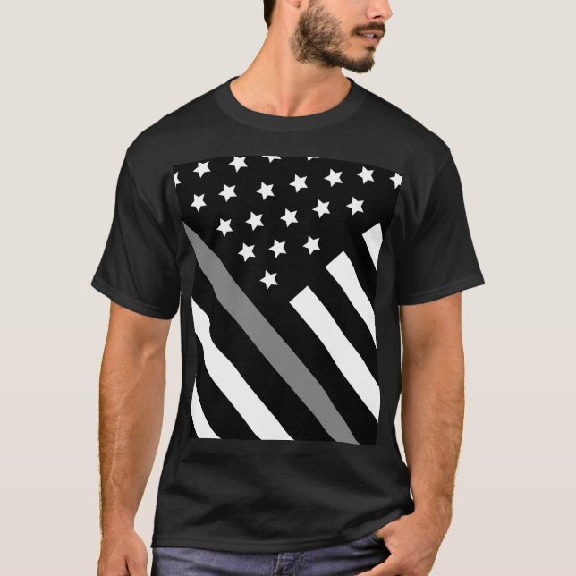 Camiseta Oficial de Correções Cinza Negra Bandeira T-Shirt (Frente)