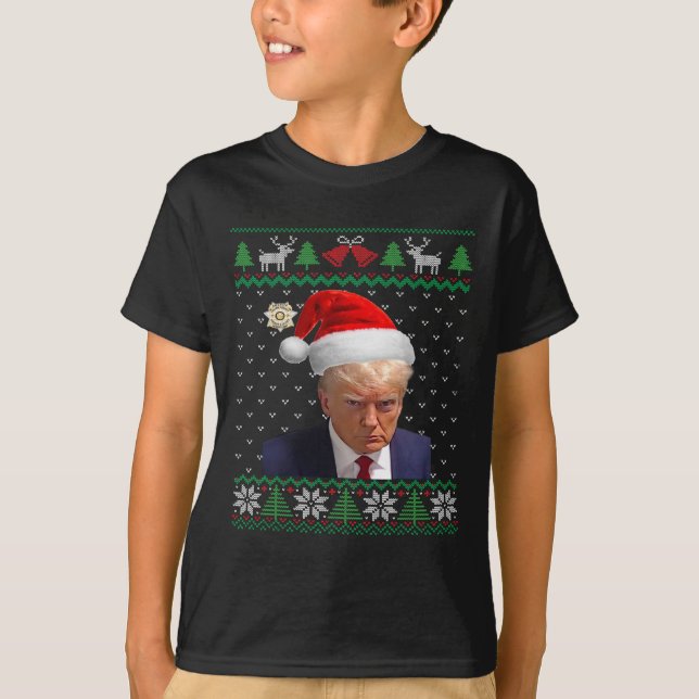 Camiseta Oficial Donald Trump Mug Shot No Natal Feio (Frente)