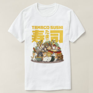 Camiseta Oficina de gatos brancos Tamago Sushi