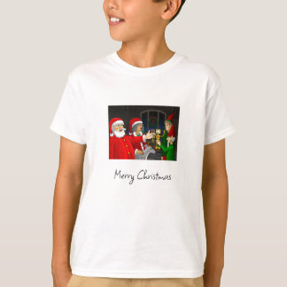 Camiseta Oficina de Natal de Papai Noel e Mamãe Noel
