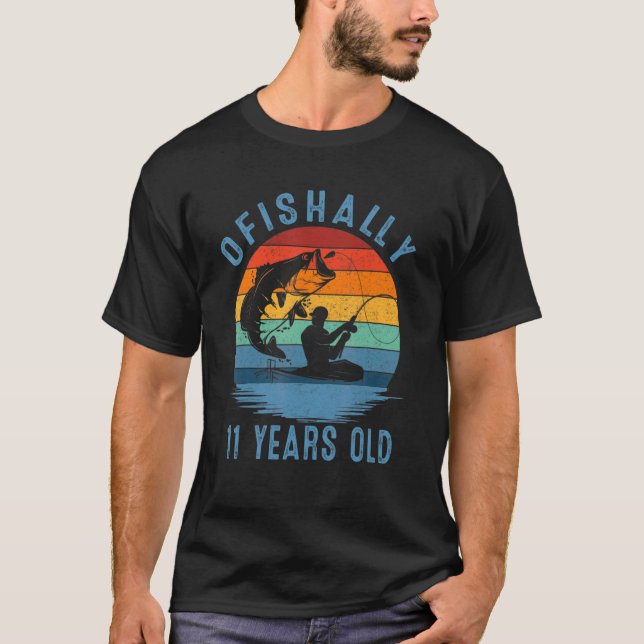 Camiseta Ofishally 11 Anos Pescador 11 Aniversário Fis (Frente)