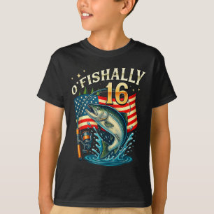 Camiseta O'fishally 16 Anos de Idade Pescaria Aniversário d