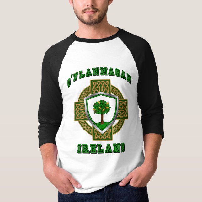 Camiseta O'Flannagan/Flannagan Irish Shield c/Celtic Cross (Frente)